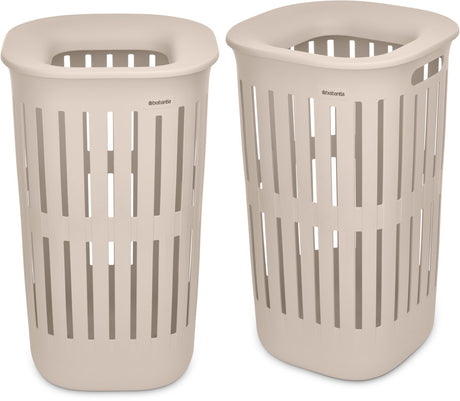 Brabantia Collect-it-Wäschekorb – 2er-Set – mit Deckel – 55 l – sanftes Beige
