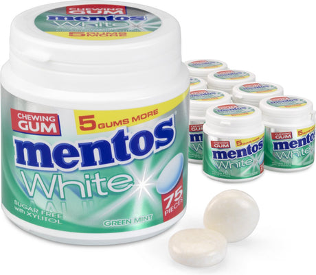 Mentos Kaugummi weiß grün mint - Kaugummi - zuckerfrei - 8x75 Stück