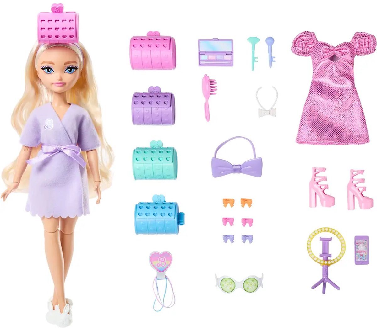 Barbie Mattel Puppe Malibu Dream Besties mit Haarstyling-Zubehör.