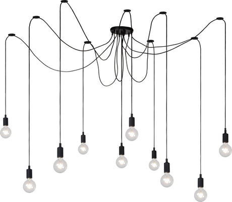 Lucide fix - hanglamp - 10xe27 - geschikt voor vide en hoge plafonds - zwart