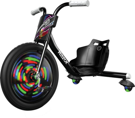 Razor Riprider 360 Lightshow - Go-Kart - Schwarz - 360° Drehung - LED-Beleuchtung - für Kinder - bis 73 kg - ab 5 Jahren