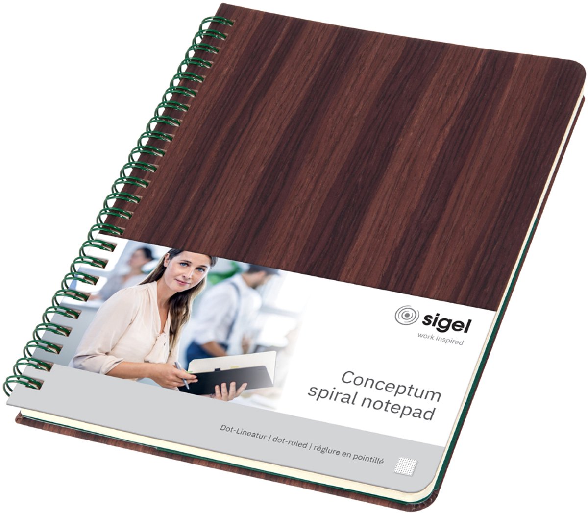 Sigel Notizbuch A5 – Conceptum – Holzstruktur – punktiert – Spiralbindung – si-co675