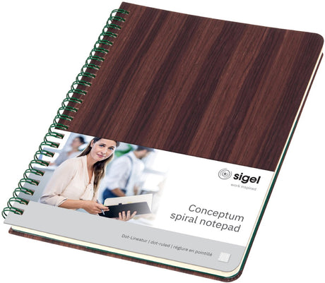 Sigel Notizbuch A5 – Conceptum – Holzstruktur – punktiert – Spiralbindung – si-co675