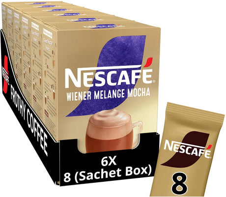 Nescafé Wiener Melange Mokka Instantkaffee – 6 Kartons x 8 Beutel