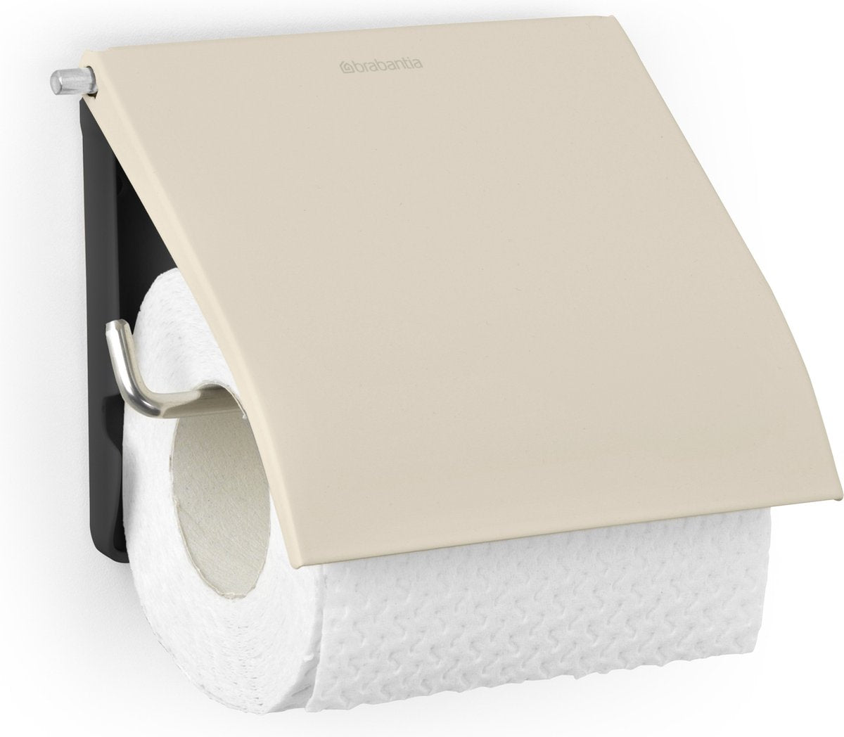 Brabantia Renew Toilettenpapierhalter – mit Klappe – hängend – ohne Bohren – sanftes Beige