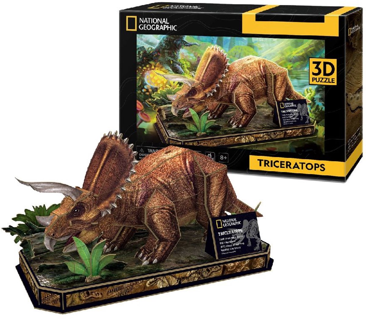 Kubisches lustiges 3D-Puzzle Triceratops – Holzbausatz