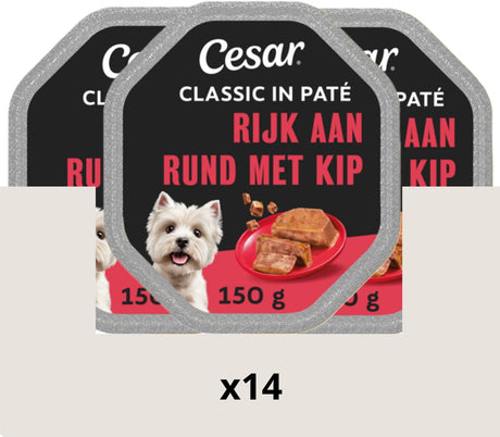 Cesar Hundefutter - Klassiker - Rindfleisch in Pastete - Mahlzeitbecher 14x150g