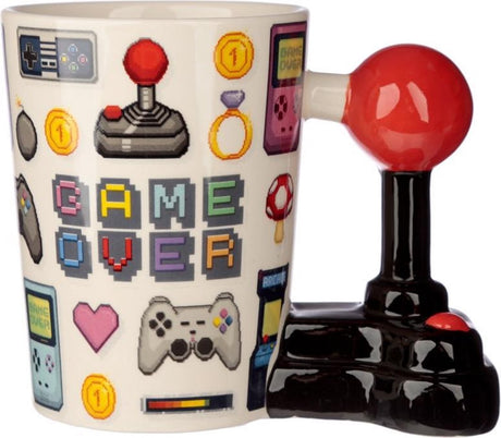 Game over Joystick Pixel – Keramikbecher mit Henkel