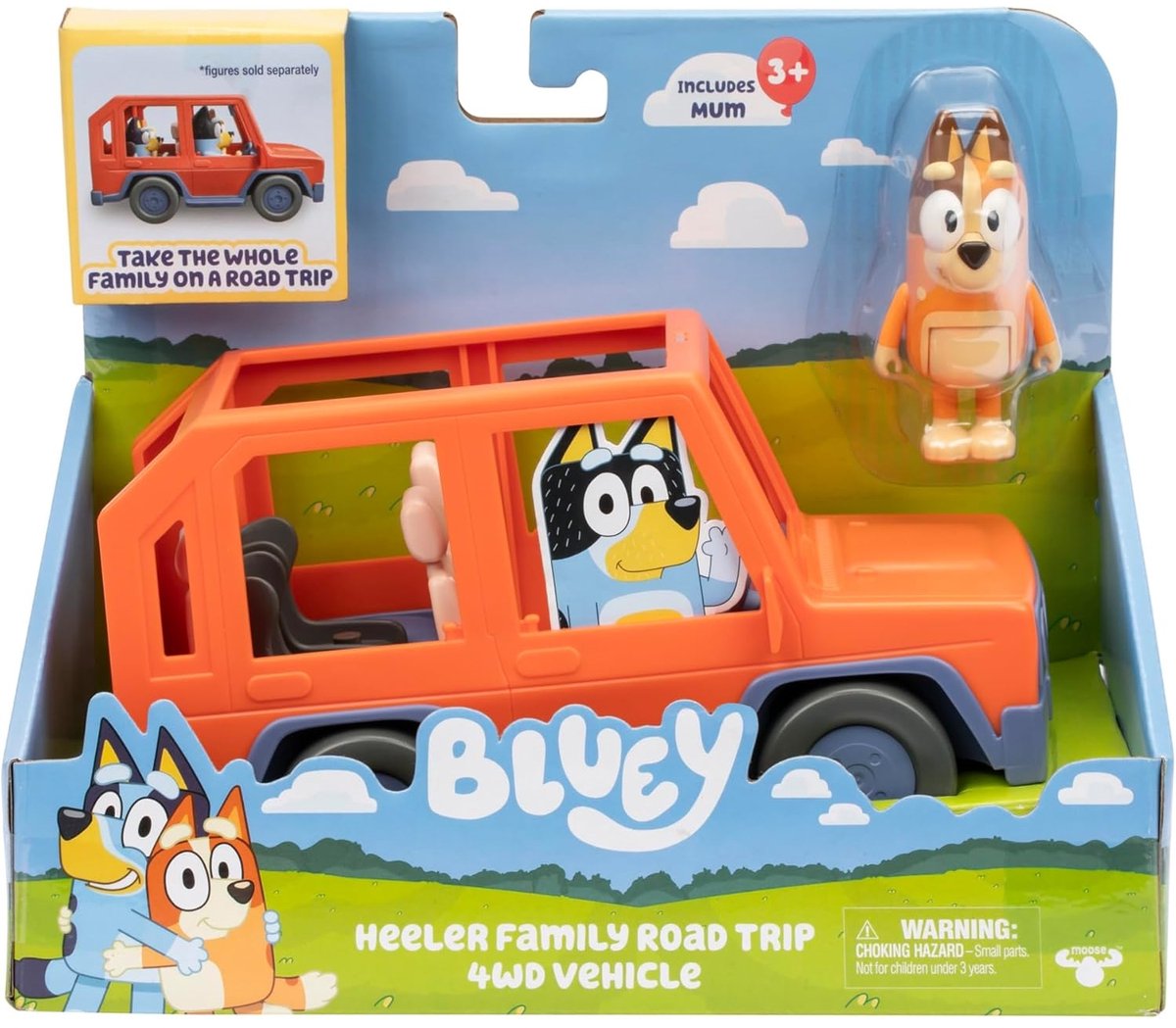 Moose toys bluey - heeler familie 4wd speelauto - incl. chilli speelfiguur en accessoires - speelset