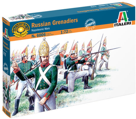 Italeri Modellbausatz Militärfahrzeuge – 6006 Russische Grenadiere – Napoleonische Kriege – 50 Figuren aus Kunststoff – 1:72 – Modellbau