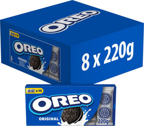 Oreo Original Cookies Schokoladenkakao mit Vanillecremefüllung – Box 8 x 220 g (10 x 22 g) – Schokoladenkekse – Keks für unterwegs – Familienverpackung – Großverpackung
