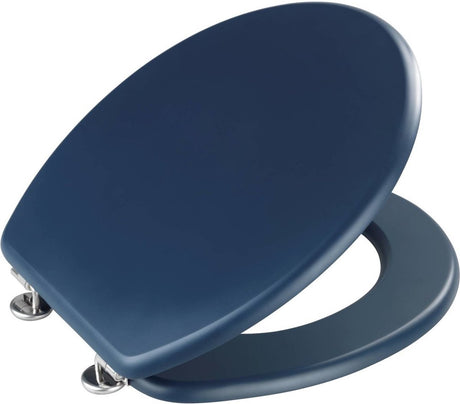 Wenko Toilettensitz Prima – matt dunkelblaues MDF – FSC-Holz – Edelstahlscharniere – Toilettensitz – Toilettensitz – dunkelblau – Marineblau