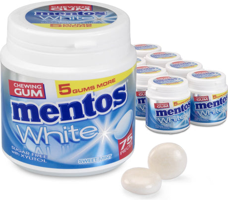 Mentos Gum White Sweet Mint - Kaugummi - zuckerfrei - 8x75 Stück