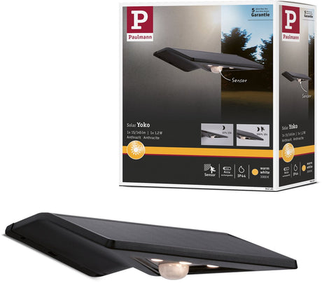Paulmann Solar LED Hausnummernbeleuchtung Yoko dämmerungsgesteuerter Bewegungsmelder (IR) IP44 3000K 42lm Anthrazit