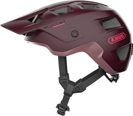 Abus Fahrradhelm Modrop Wildberry Red M – 54–58 cm – Rot – geeignet für den Einsatz auf Mountainbikes – 335 g