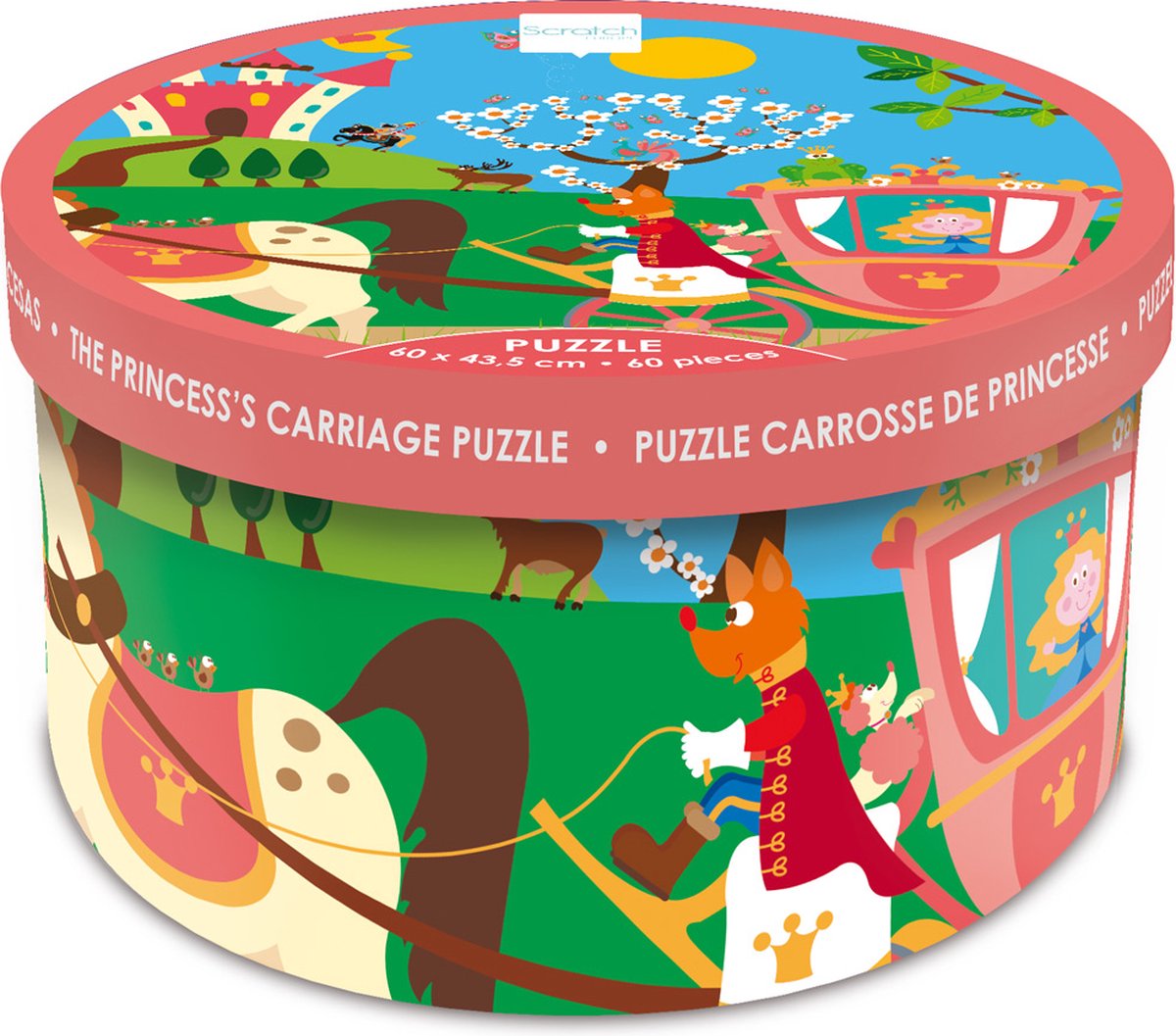 Rubbelpuzzle - Prinzessinnenkutsche - 60x43,5cm - 60 Teile - 4 Jahre