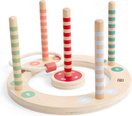 Bs Toys Ring-Wurfspiel aus Holz mit Streifen, 7-teilig.