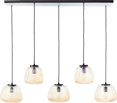 Brilliant Kaizen – Hängelampe – 5-flammig – E27 max. 5 x 25 W – Glas – Bernstein – Schwarz