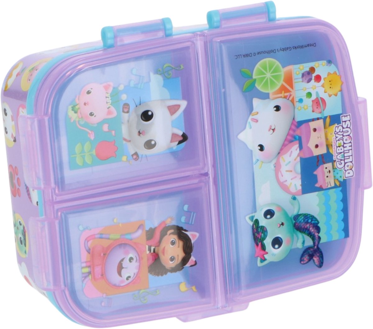 Stor Gabby's Dollhouse Kinder-Lunchbox – Lunchbox mit 4 Fächern für Kinder ab 4 Jahren – spülmaschinenfest, BPA-frei – Lila