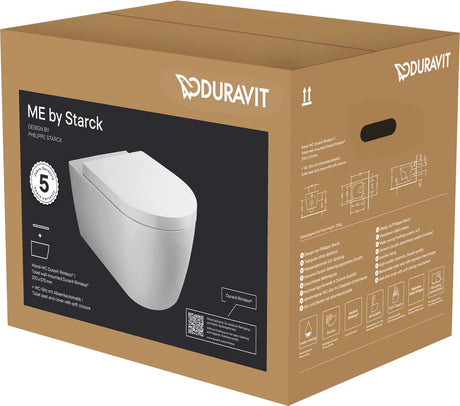 Duravit Starck Me Wand-WC-Pack Tiefspüler spülrandlos 37x57cm mit Absenkautomatik WC-Sitz weiß