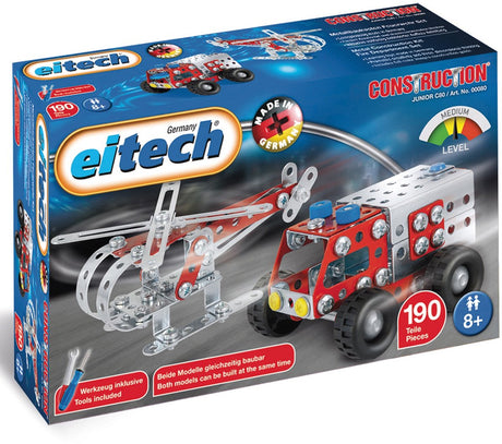 Eitech Baukasten Feuerwehr Stahl Silber Rot 192-teilig