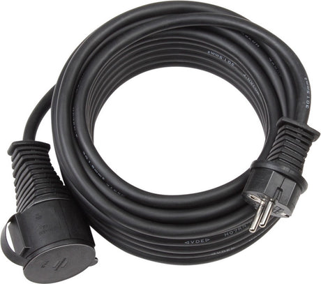Brennerstuhl Verlängerungskabel IP44 (10 m Kabel, h07rn-f 3g2,5, für den Außenbereich und den Einsatz auf Baustellen) schwarz