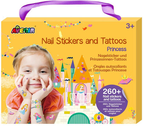Avenir Nagelaufkleber und Tattoos – Prinzessin – 260+ Teile – leicht entfernbar – 3+
