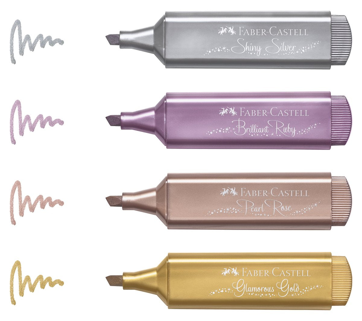 Faber-Castell Faber Castell Textmarker – Metallic – 4 Stück in verschiedenen Farben – Textmarker – FC-154640