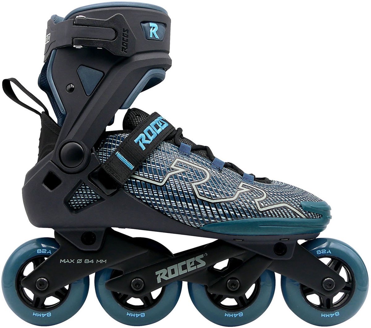 Roces R-Evo 84 Inline-Skates – 84 mm – Softboot – zusätzliche Komfortstabilität – Fersenverriegelung, einfacher Einstieg – Abec-7 – Fitness-Inline-Skates – Herren Damen – Schwarz Grün – Größe 37