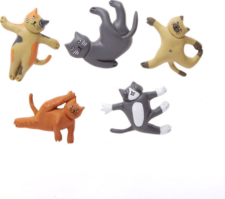 Kikkerland-Kühlschrankmagnete – 5er-Set – in Form einer Yoga-Katze