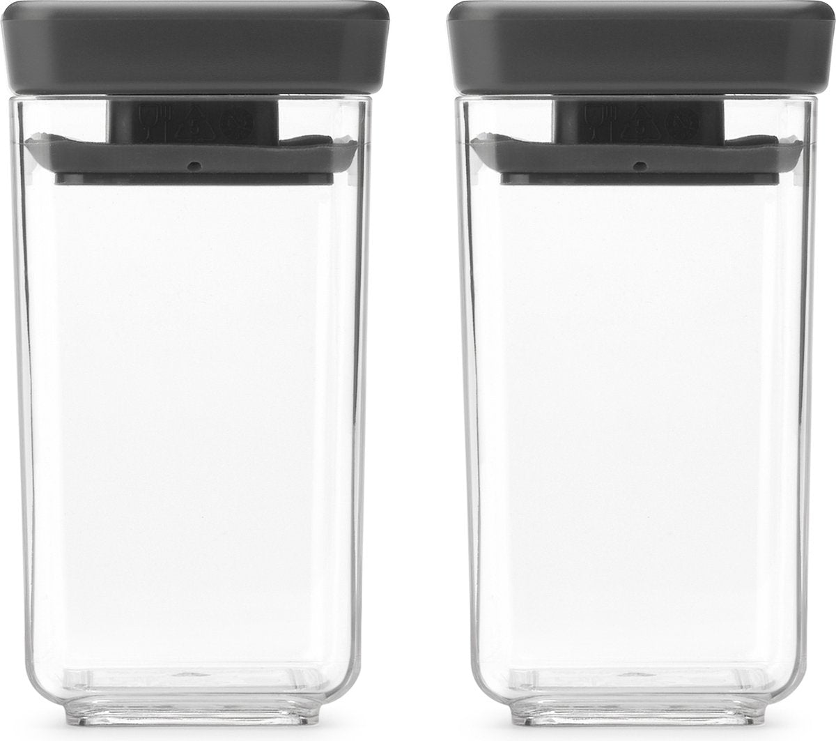 Brabantia leckere+ Vorratsbehälter – stapelbar – 2 x 0,15 l – dunkelgrau