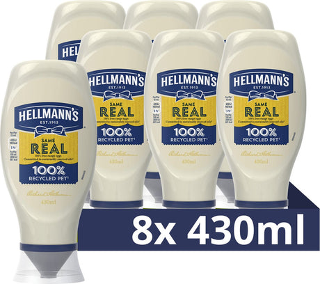 Hellmanns echte Mayonnaise – in der praktischen Quetschflasche – 8 x 430 ml – Vorteilspack