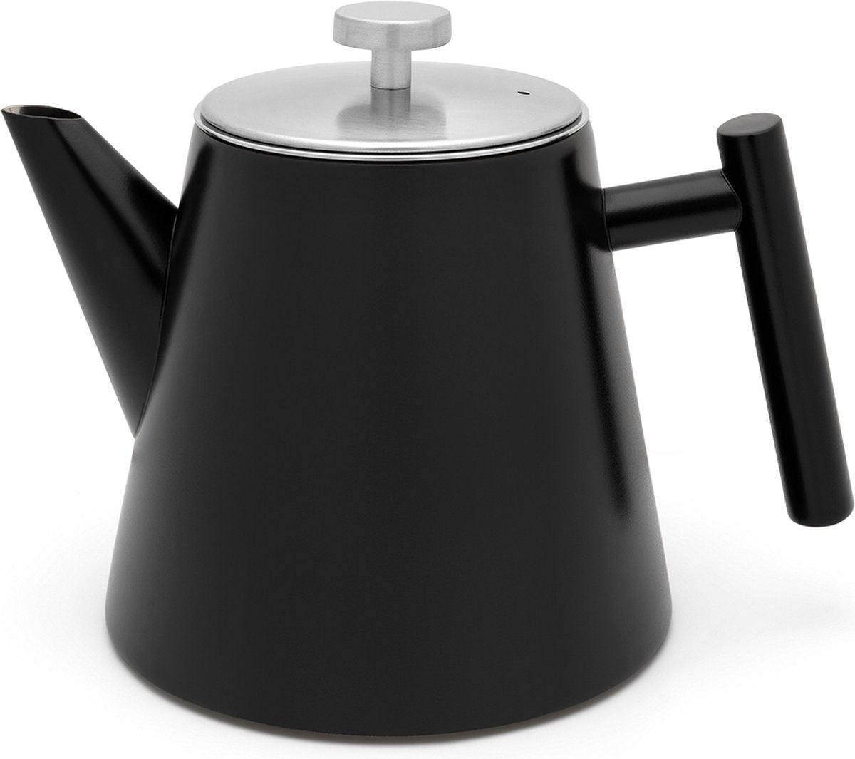 Leopold vienna - theepot dubbelwandig oslo 1 l rvs - mat zwart - inclusief theezeef