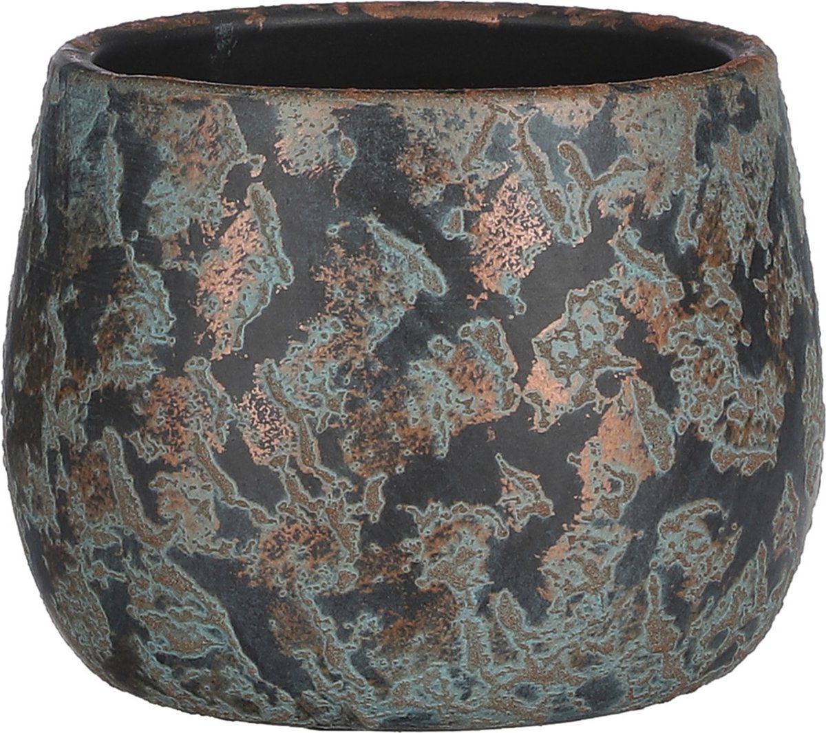 Mica decorations bloempot schaal - keramiek - kamerplanten - koper - d16 x h13 cm