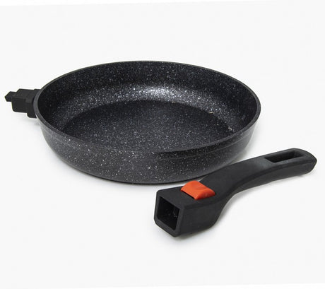 Korkmaz Ornella Bratpfanne 26 cm – Aluminiumpfanne 2,5 l mit abnehmbarem Griff – 5-lagige Antihaftbeschichtung – Marmoroptik – für Induktion und alle Herdarten