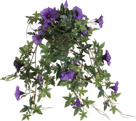 Mica decorations kunstplant petunia - paars - 50 cm - kunst hangplanten