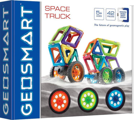 Geosmart Space Truck – magnetisches Konstruktionsspielzeug – 43-teiliges Technik-Weltraum-Set mit Rädern – ab 5 Jahren