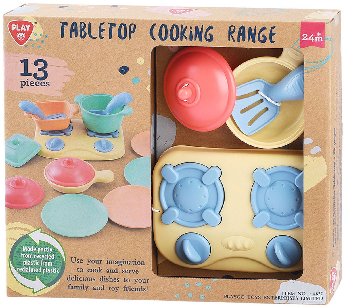 Playgo Tischkochherd mit Zubehör, Spielset – 13-teilig.