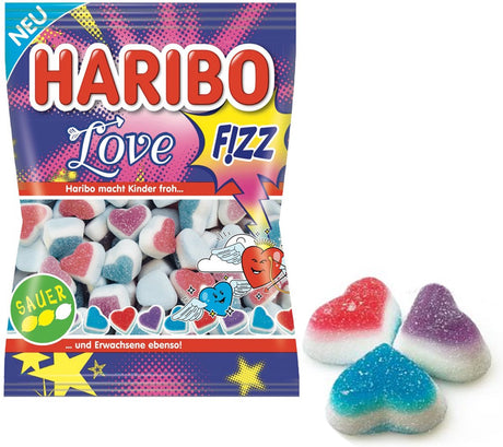 Haribo love f!zz – saure Bonbons in Fruchtgeschmack – 1 kg Beutel