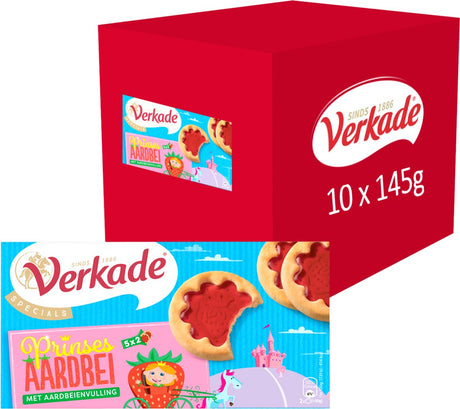 Verkade - Keks - Prinzessinnen-Erdbeerkekse - 10 x 145 Gramm