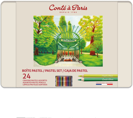 Conté à paris 2182 Pastellstifte-Set 24-teilig | hochpigmentierte Pastellkreide in Metallbox