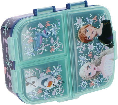Stor Disney's Frozen Kinder-Lunchbox – Lunchbox mit 4 Fächern für Kinder ab 4 Jahren – spülmaschinenfest, BPA-frei – dunkelblau türkis