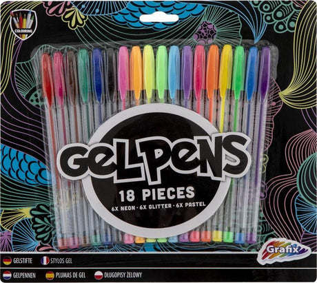 Grafix Gel Penny Set Neon Glitter Pastell, 18dlg.