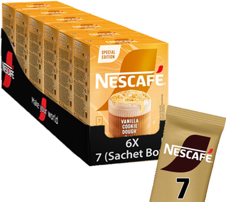 Nescafé Vanilla Cookie Dough Latte Instantkaffee – 6 Kartons x 7 Beutel