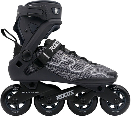 Roces R-Evo 84 Inline-Skates – 84 mm – Softboot – extra Komfort-Stabilität – Fersenverriegelung einfacher Einstieg – ABEC-7 – Fitness-Inline-Skates – Herren Damen – Schwarz Anthrazit – Größe 41