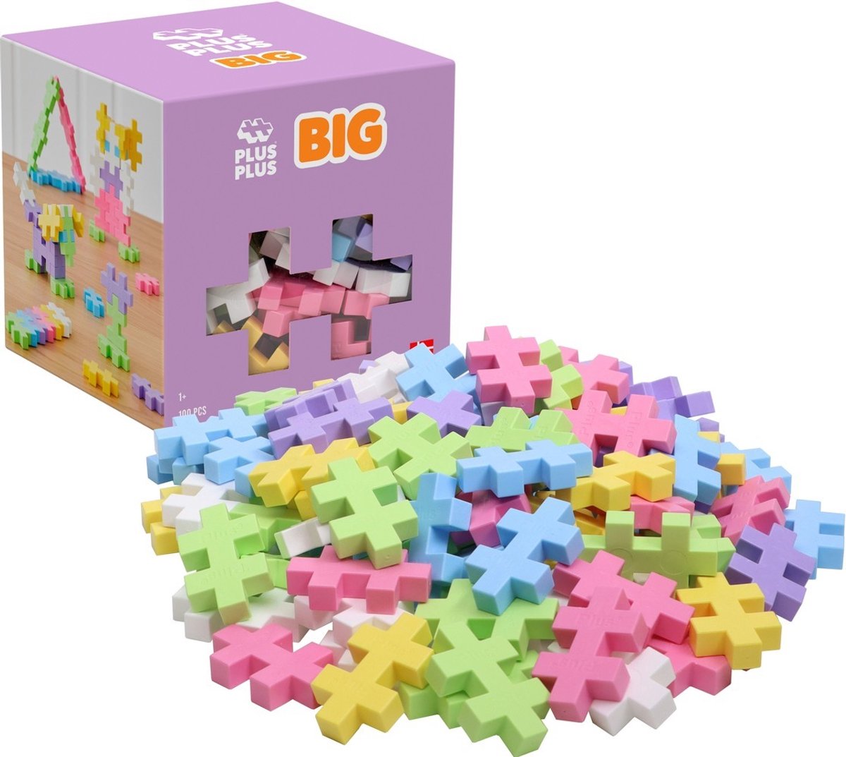 Plus-plus großer pastellfarbener 100-teiliger Baukasten – 3412 – Konstruktionsspielzeug für Kleinkinder – Konstruktionsspielzeug – Set mit Bausteinen – ab 1 Jahr
