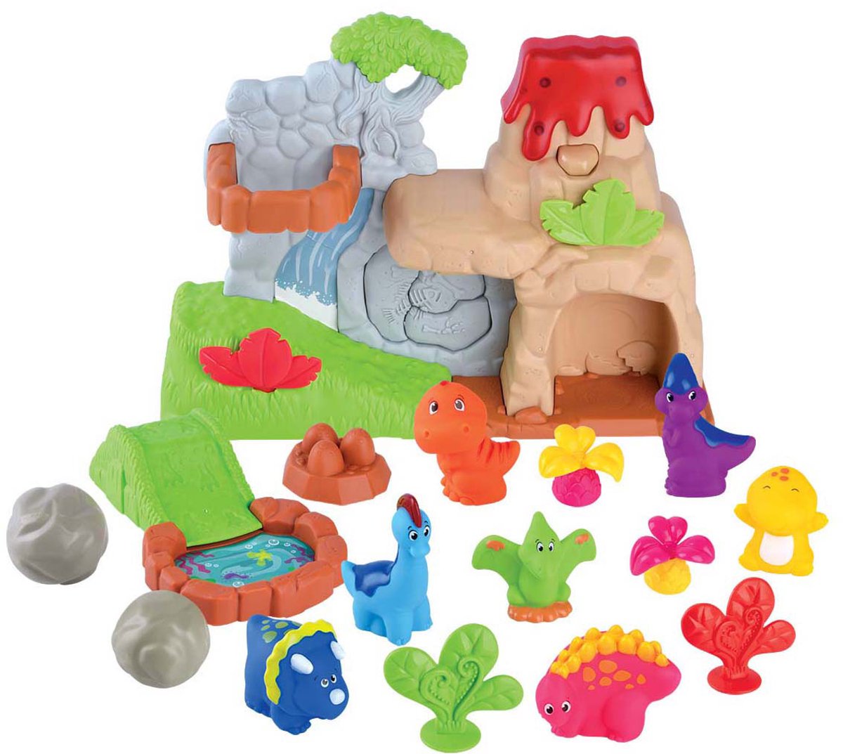 Playgo Dinosaurier mit Vulkan-Spielset – 20 Teile.