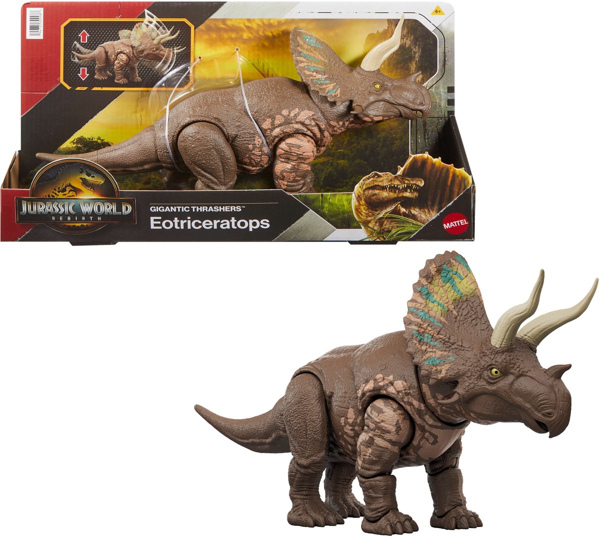 Jurassic World Rebirth Riesenzerstörer Eotriceratops – Schwanz aktiviert Angriffe