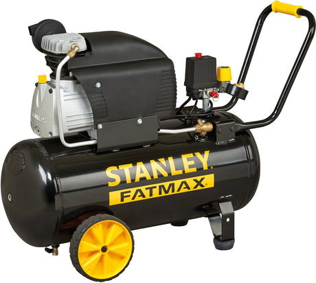 Stanley Fatmax Kompressor, 50 Liter, 10 bar, ölgeschmiert, horizontales Modell, 2,5 PS, 240 l min Luftdurchsatz, tragbar, schwarz gelb, geeignet für Aufblas- und Druckluftwerkzeuge