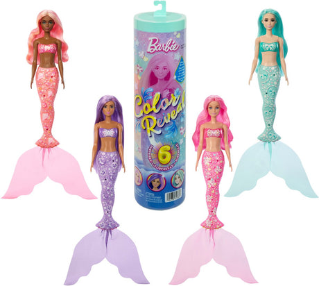 Barbie Color Reveal Mermaid-Serie – Puppe und Zubehör mit 6 Überraschungen